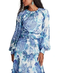 Atlas Pleated Floral Print Gown