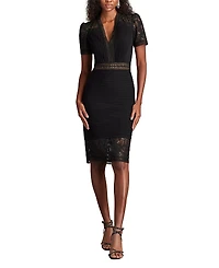 Tadashi Shoji Brone Illusion Lace Cocktail Dress