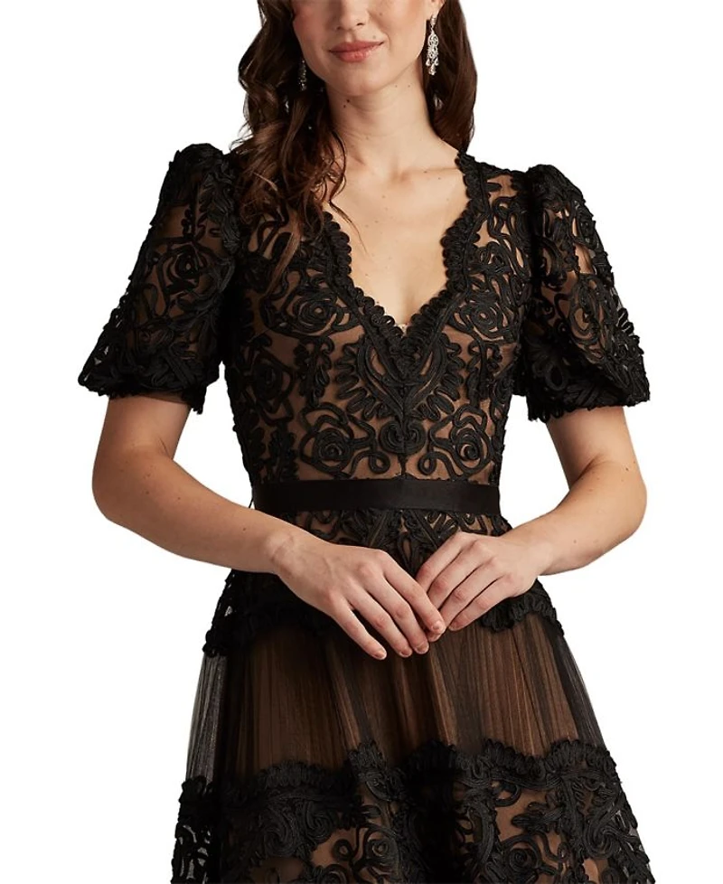 Belline Embroidered Chiffon Midi Dress