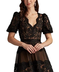 Belline Embroidered Chiffon Midi Dress