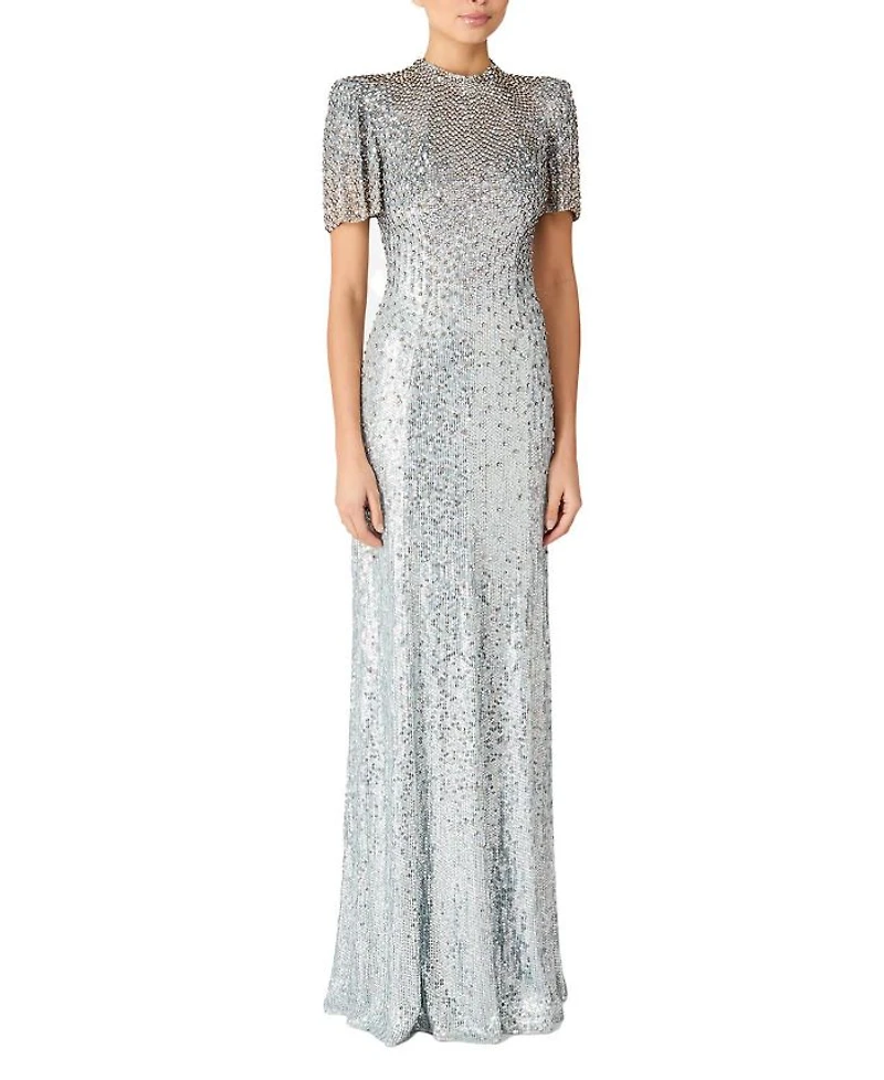 Jourdain Sequin-Embellished Gown