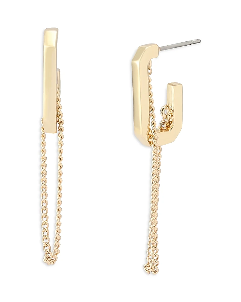 Allsaints Swag Chain Hexagon Huggie Hoop Earrings