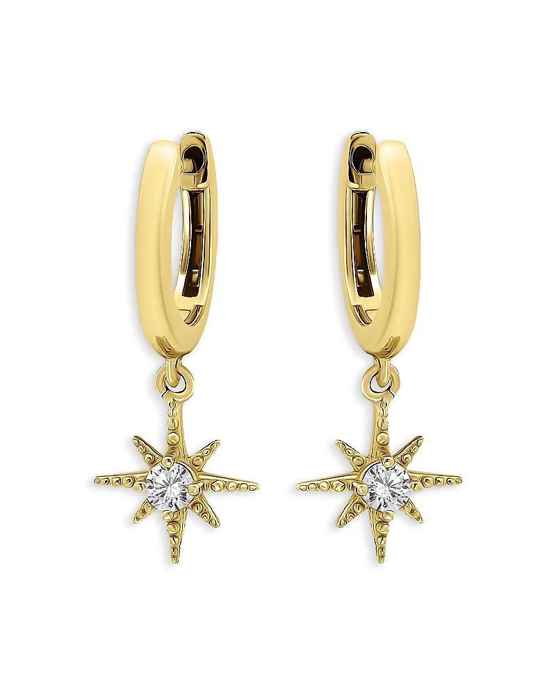 Aqua North Star Charm Hoop Earrings