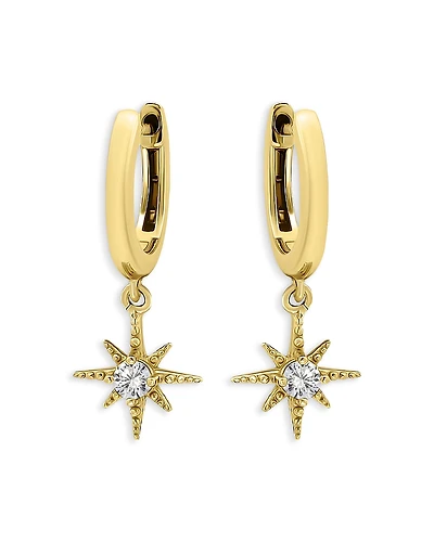 Aqua North Star Charm Hoop Earrings