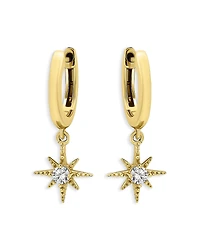 Aqua North Star Charm Hoop Earrings