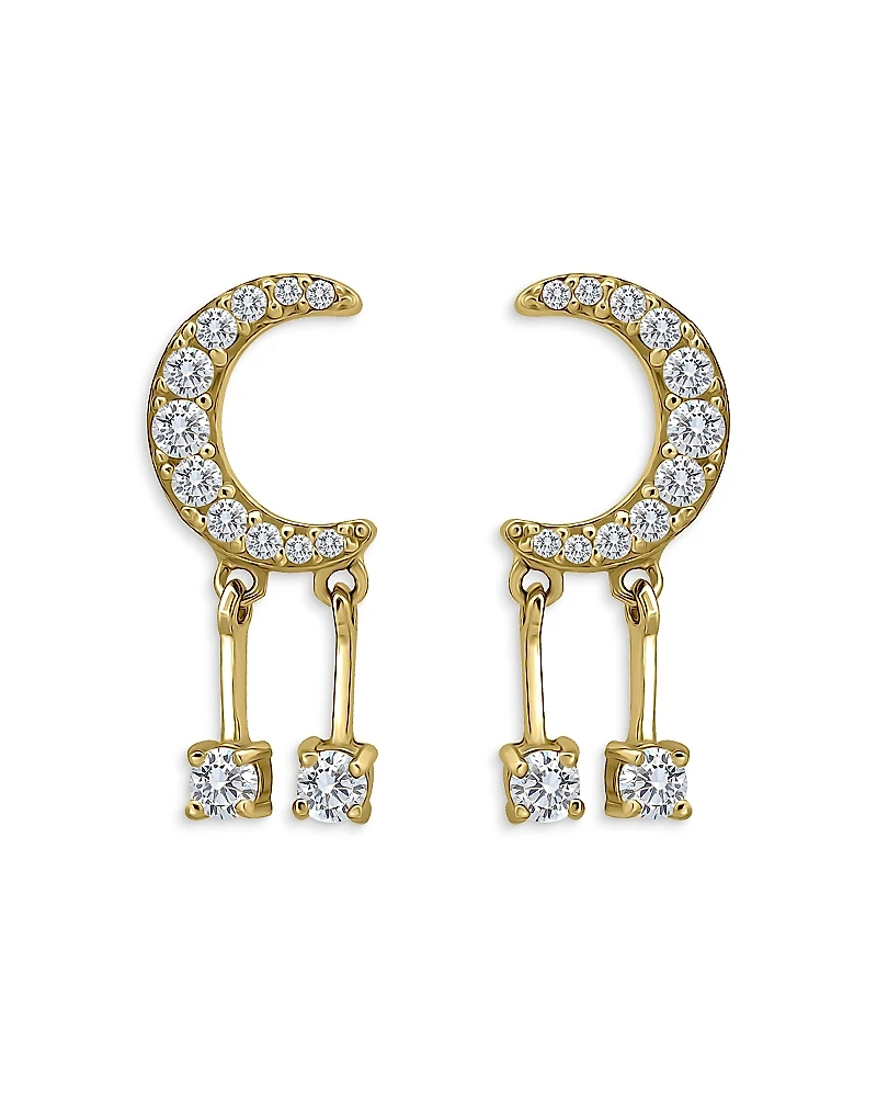 Aqua Pave Cubic Zirconia Crescent Moon Drop Earrings - Exclusive