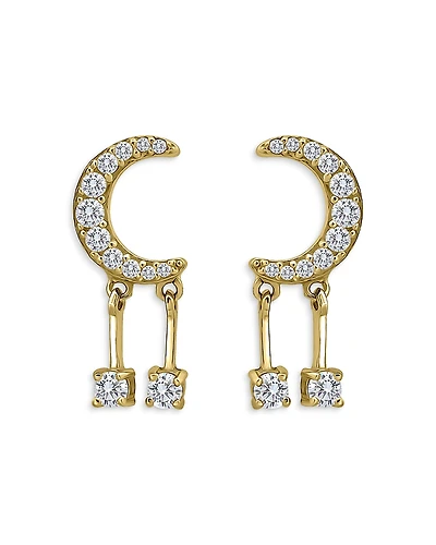 Aqua Pave Cubic Zirconia Crescent Moon Drop Earrings - Exclusive