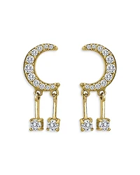 Aqua Pave Cubic Zirconia Crescent Moon Drop Earrings - Exclusive