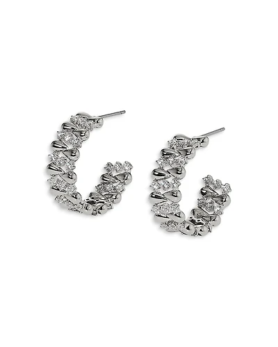 Nadri Pisa Pattern C Hoop Earrings, 0.9 diameter