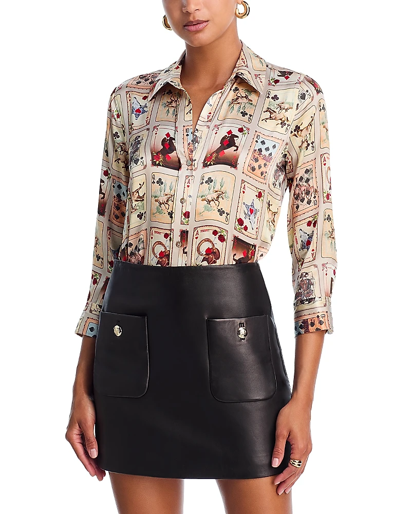 L'Agence Dani Silk Three Quarter Sleeve Blouse