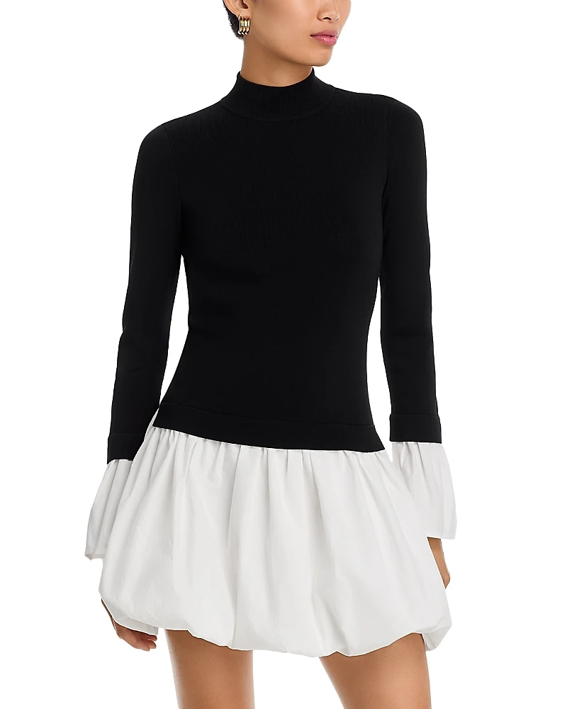 Aqua Mixed Media Mini Bubble Dress - Exclusive