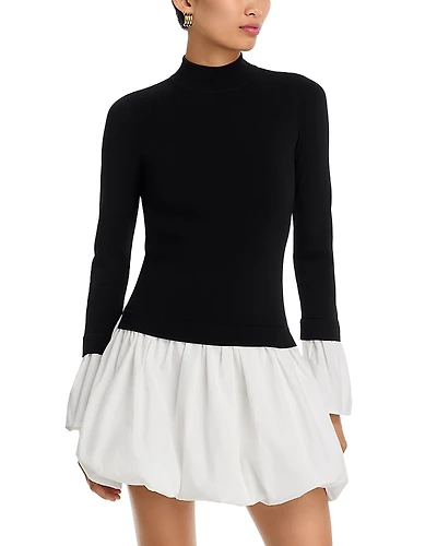 Aqua Mixed Media Mini Bubble Dress - Exclusive