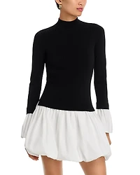 Aqua Mixed Media Mini Bubble Dress - Exclusive