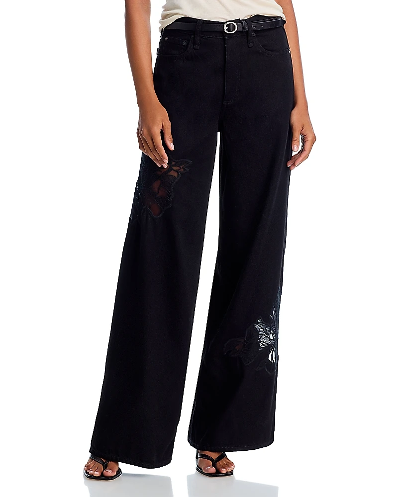 rag & bone Sofie High Rise Full Wide Leg Lace Jeans