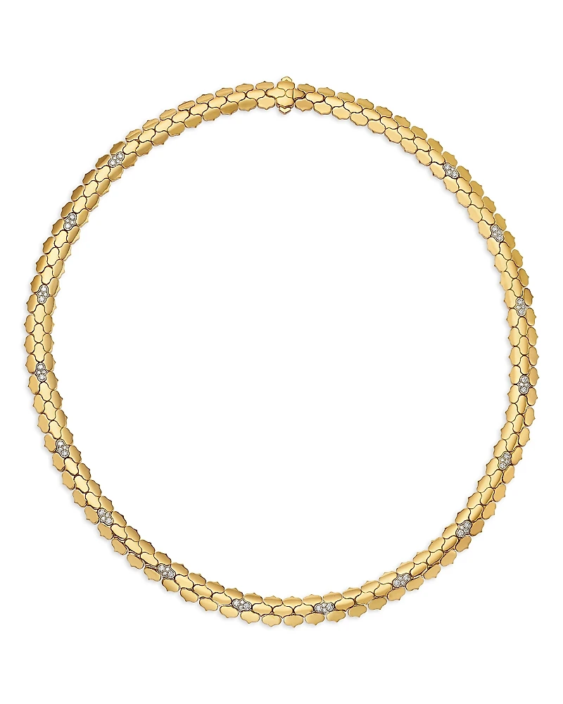 Roberto Coin 18K White & Yellow Gold Gender Diamond Cobra Collar Necklace, 16