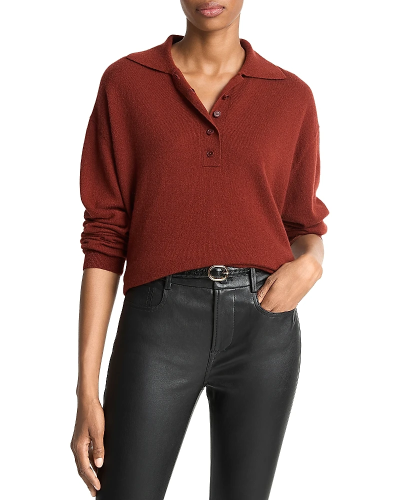 Vince Wide Collar Polo Sweater