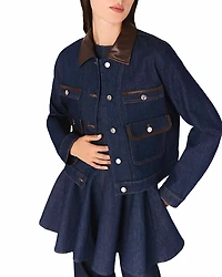 Maje Denim Jacket with Faux Leather