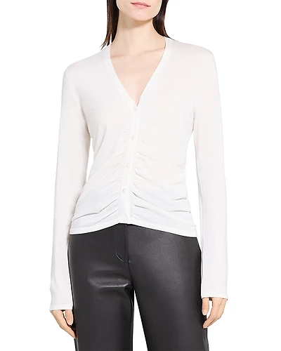 Theory Shirred Cardigan Sweater