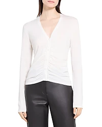 Theory Shirred Cardigan Sweater