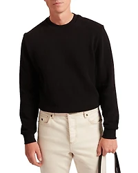 Ted Baker Elates Herringbone Textured Cotton Crewneck Sweatshirt