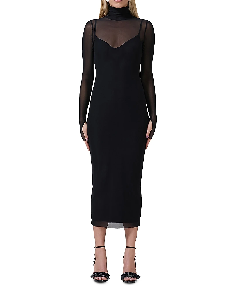 Afrm Power Mesh Bodycon Midi Dress