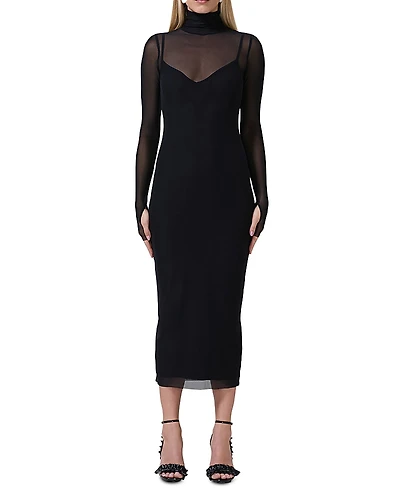 Afrm Power Mesh Bodycon Midi Dress