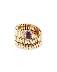 Alberto Milani 18K Yellow Gold Via Giardino Ruby & Diamond Tubogas Wrap Ring