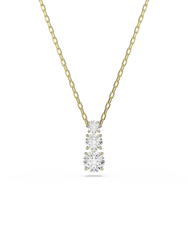 Swarovski Stilla Crystal Attract Three Stone Pendant Necklace, 14.875-17.75