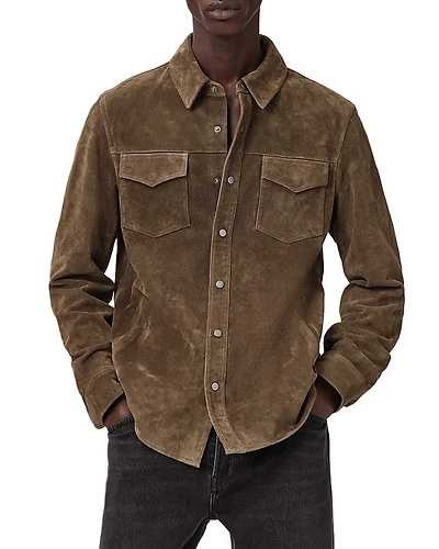 Allsaints Sully Suede Regular Fit Button Down Shirt