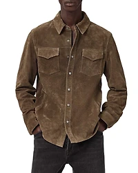 Allsaints Sully Suede Regular Fit Button Down Shirt