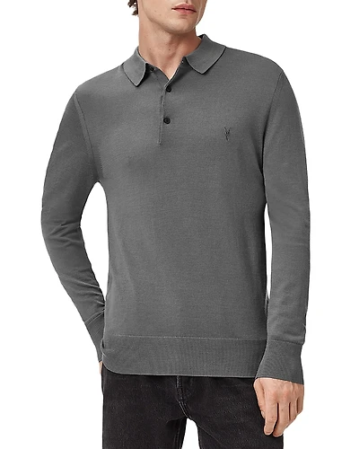 Allsaints Mode Regular Fit Merino Wool Long Sleeve Polo Sweater