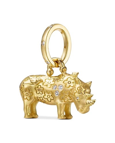 Temple St. Clair 18K Yellow Gold Fj Diamond Kifaru Rhino Pendant
