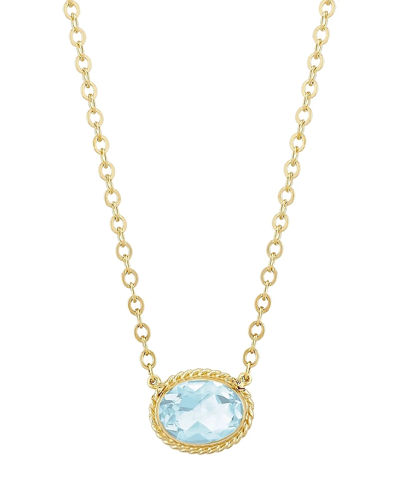 Bloomingdale's Fine Collection Aquamarine Faceted Oval Pendant Necklace