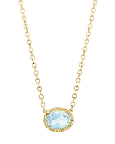 Bloomingdale's Fine Collection Aquamarine Faceted Oval Pendant Necklace