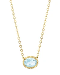 Bloomingdale's Fine Collection Aquamarine Faceted Oval Pendant Necklace