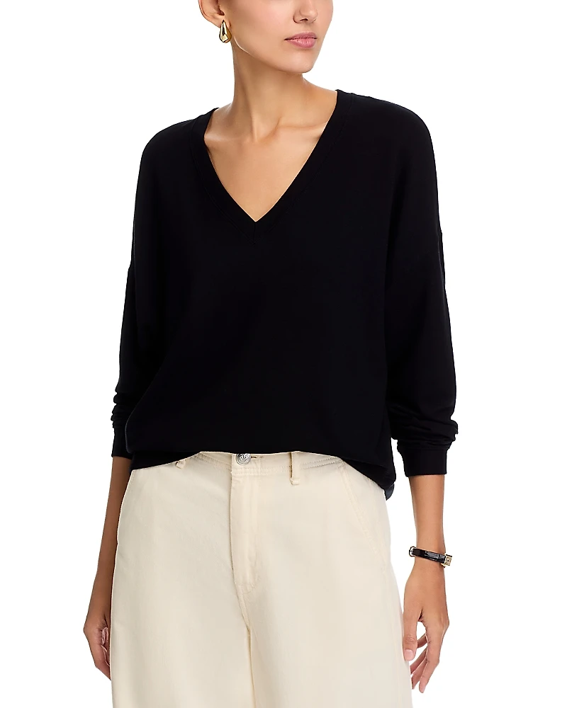 Majestic Filatures French Terry V Neck Sweatshirt