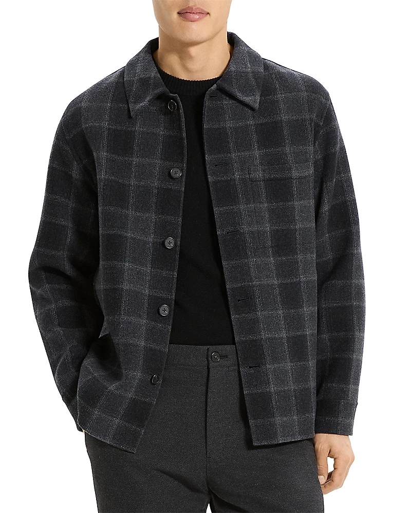 Theory Wool & Cashmere Check Overshirt