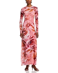 Afrm Paola Round Neck Mesh Dress