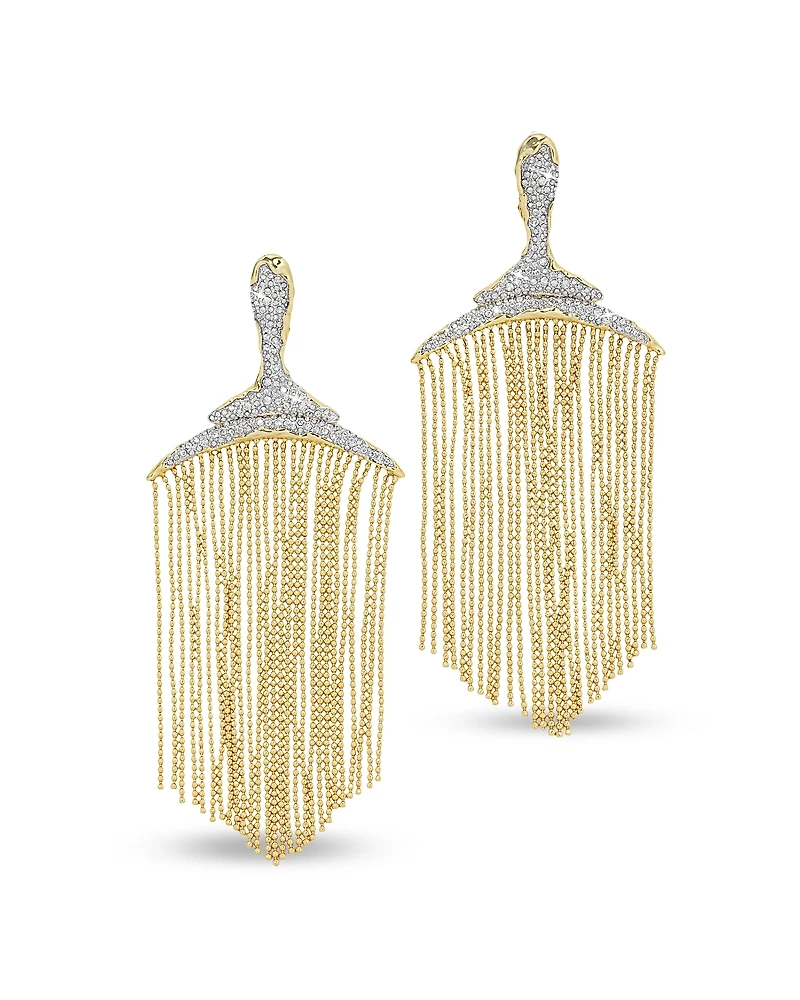 Alexis Bitar Solanales Crystal & Fringe Statement Earrings