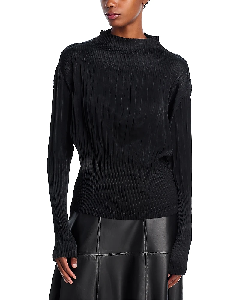 Issey Miyake Faux Suede Puff Pleats Top