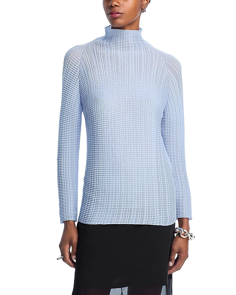 Issey Miyake Wooly Pleats Mock Neck Top