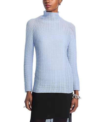 Issey Miyake Wooly Pleats Mock Neck Top