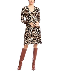 Karen Kane Long Sleeve V Neck Fit & Flare Dress