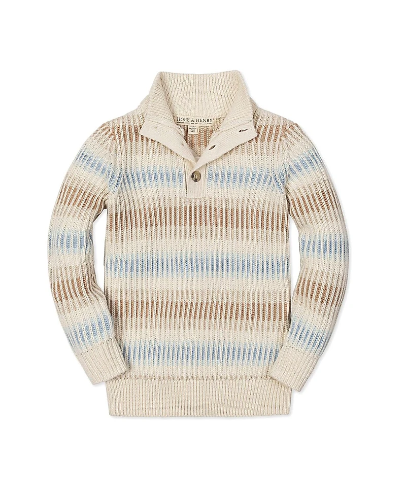 Hope & Henry Boys' Organic Mock Neck Stripe Sweater - Little Kid, Big Kid