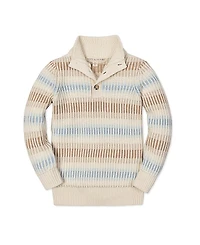 Hope & Henry Boys' Organic Mock Neck Stripe Sweater - Little Kid, Big Kid
