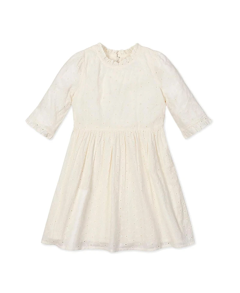 Hope & Henry Girls' Organic Flutter Sleeve Tiered Eyelet Dress - Little Kid, Big Kid