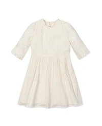 Hope & Henry Girls' Organic Flutter Sleeve Tiered Eyelet Dress - Little Kid, Big Kid