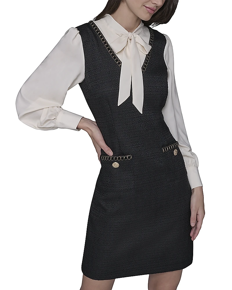 Karl Lagerfeld Paris Tweed Layered Look Dress