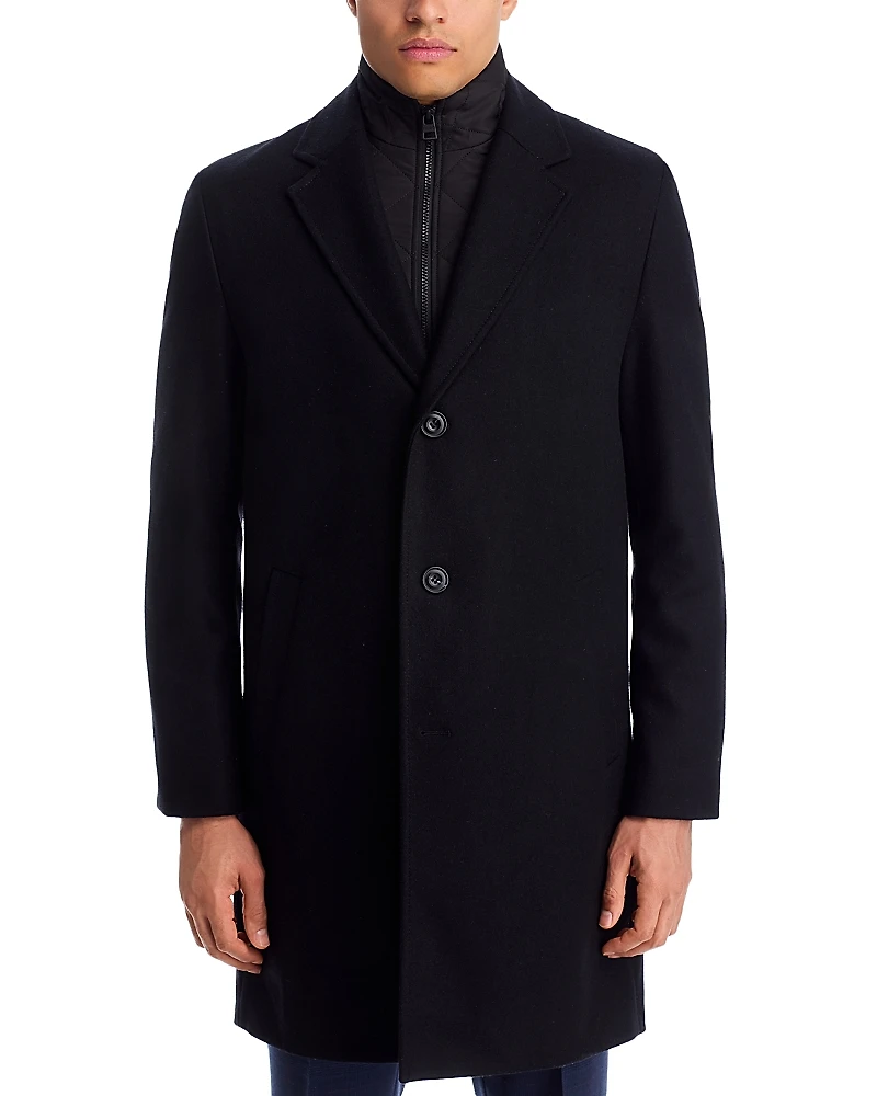 Hugo Milogan Extra Slim Fit Topcoat with Zip-Out Bib