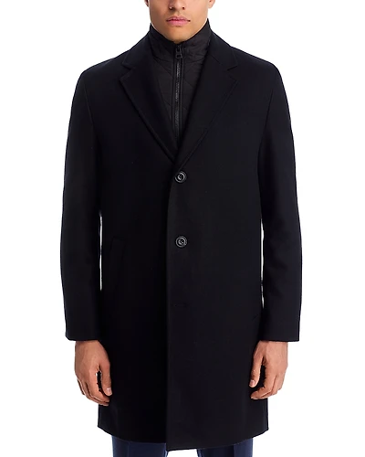 Hugo Milogan Extra Slim Fit Topcoat with Zip-Out Bib